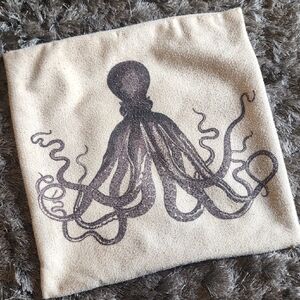 Octopus Print Burlap Throw Pillow Cover